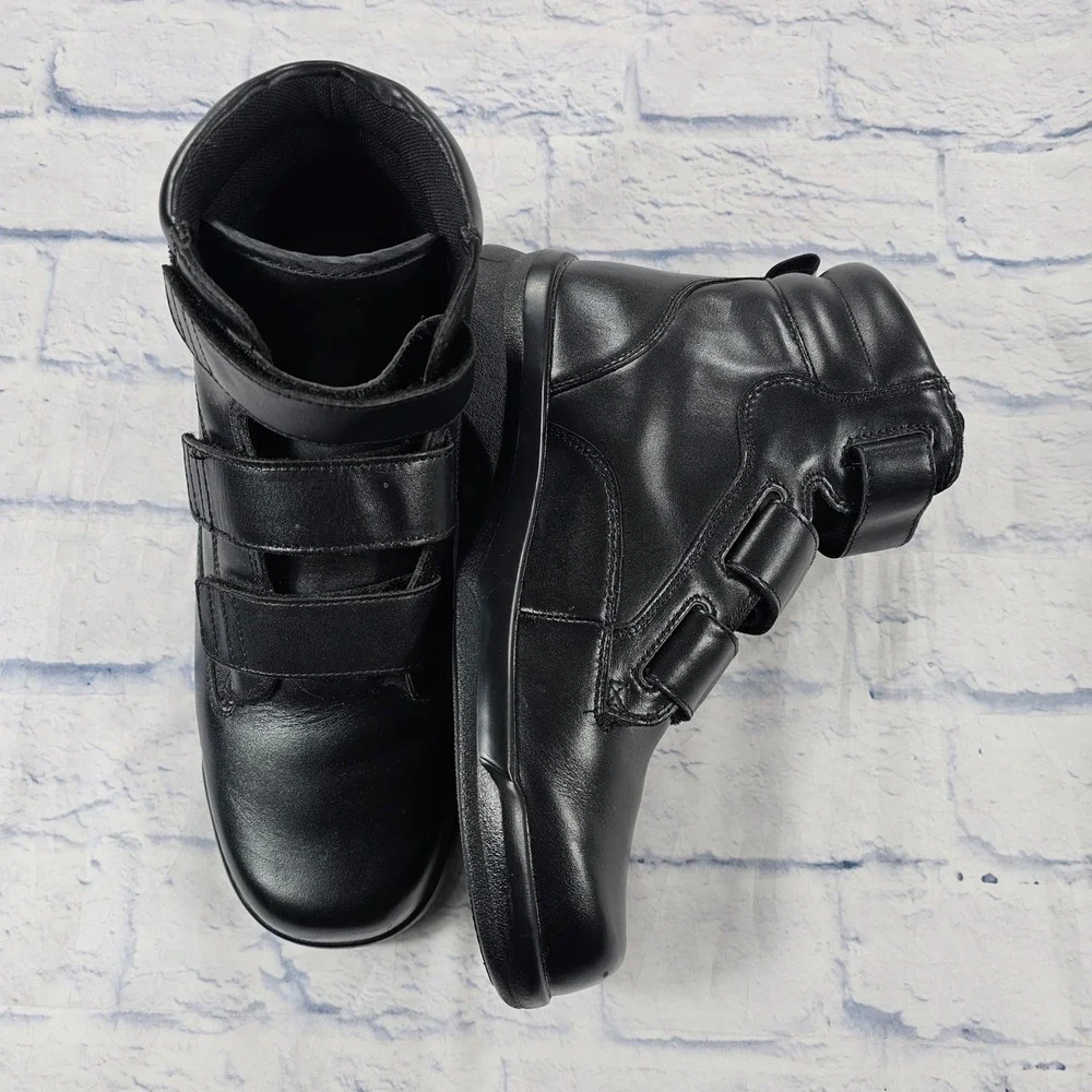 Apex Ambulator Walking Boots Men 11.5 Wide Black Leather Orthotic Diabetic Strap